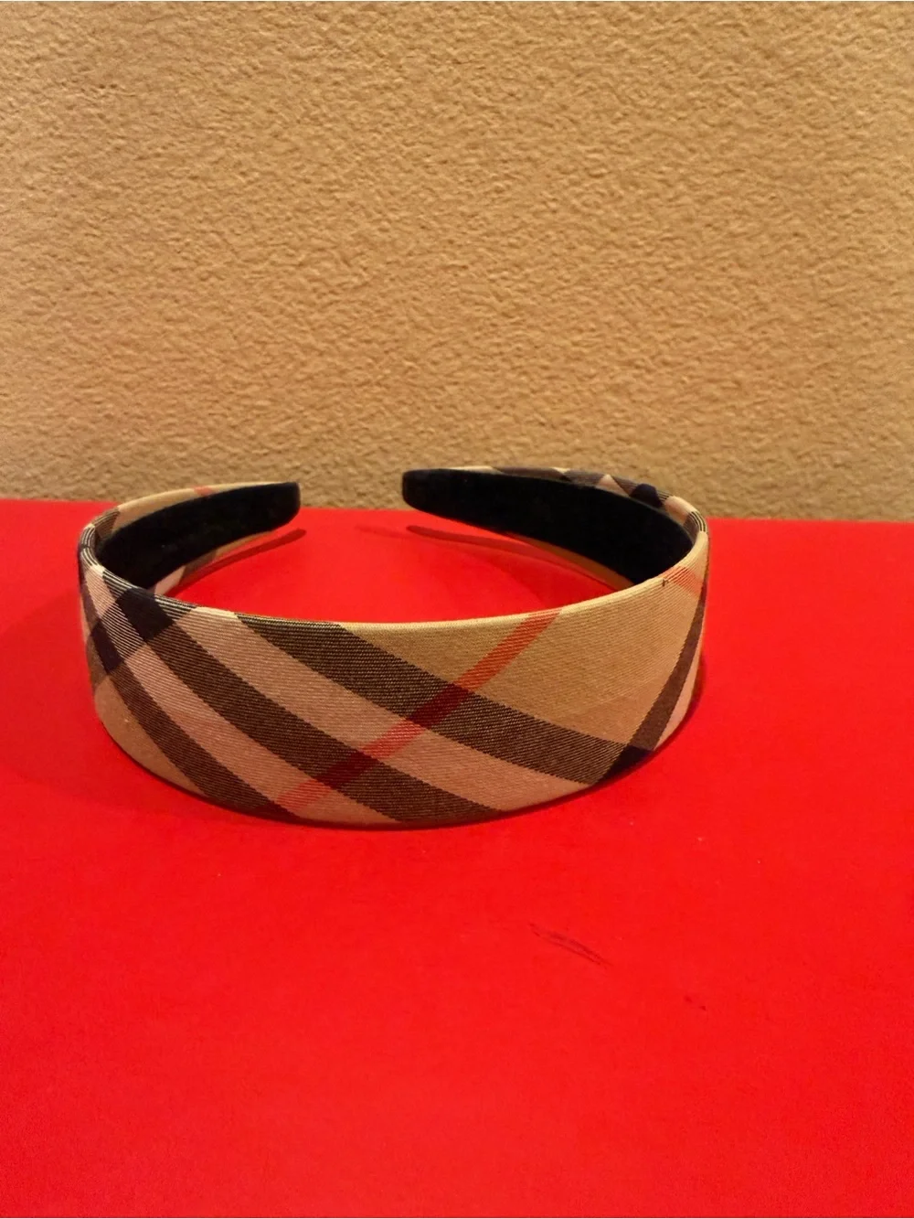 Burberry Tan Checkered Padded Headband